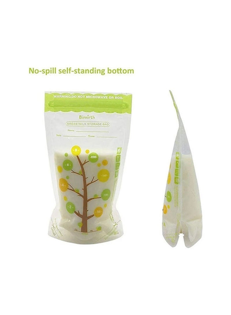 Bimirth Pack Of 112 Breastmilk Storage Bags Pre-sterilized, Easy Pour Spout, BPA Free Ready To Use Double Zipper Seal Bags For Pumping Freezing And Feeding Milk Self-Standing, CPC Test Passed - 250 ML - Image 4